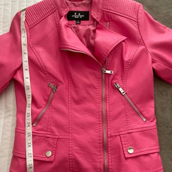 Vibrant Pink Leather Motorcycle Jacket - Picture 9 of 12